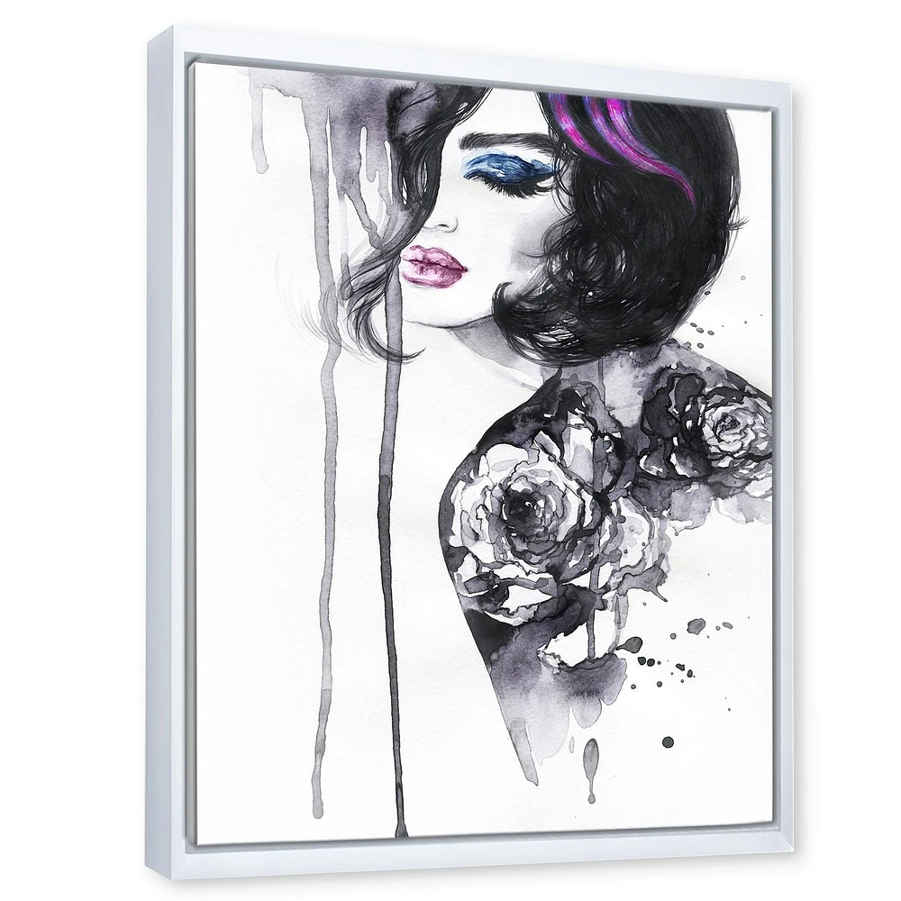 Designart Tableau Portrait Féminin ART MURAL À CADRE FLOTT