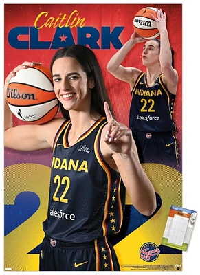 WNBA Indiana Fever - Caitlin Clark 24 Wall Poster, 14.725" x 22.375" Framed