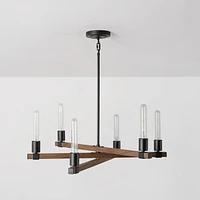 Walken 6-Light Chandelier, Matte Black, Faux Wood Accents