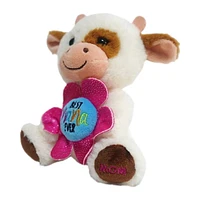 Way To Celebrate Mother's Day Plush Cream Cow with Flower, 6inch