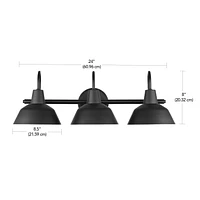 Applique murale à 3 ampoules noir mat Barnyard avec abat-jours à intérieur blanc