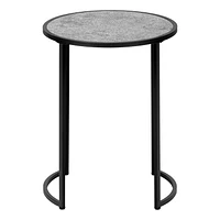 Monarch Specialties  Table D'appoint, Coté, Rond, Bout, Table De Nuit, Lampe, Salon, Chambre À Coucher, Stratifié Gris, Métal Noir, Contemporain, Moderne