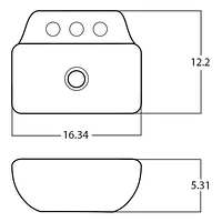 American Imaginations AI-33562 16,34 pouces Ensemble de vasque blanche au-dessus du comptoir W pour 3H8 po. Robinet central