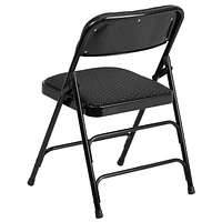 2 pièces Chaise pliante de la série HERCULES en tissu noir à motifs et métal à triple entretoise courbé et double charnière