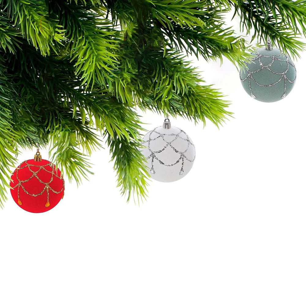 Christmas 8Cm Ornements Gouttes De Paillettes - Ensemble De 12