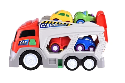 Kid Connection Car Transporter Toy, 5 Pieces,light and sound