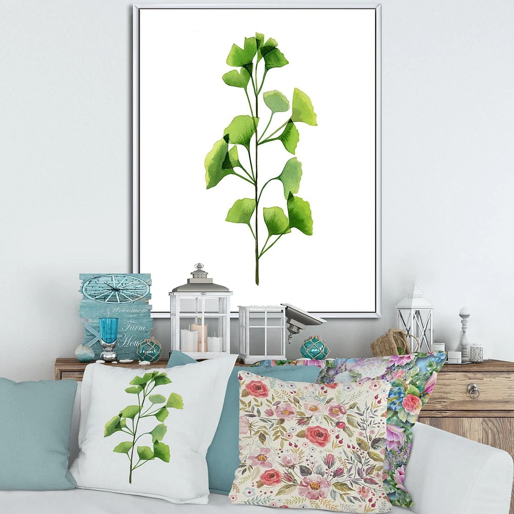 Designart Green Field Plant Foliage FLOAT FRAME WALL ART