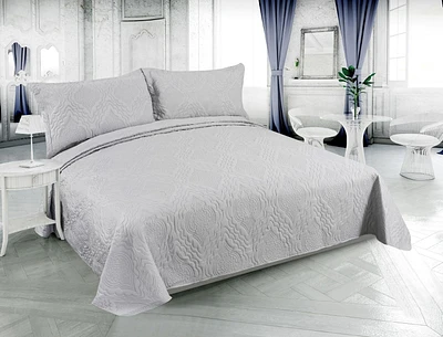 Marina Décoration Literie ultra douce en tissu gaufré Pinsonic avec taies d'oreiller, couleur argent
