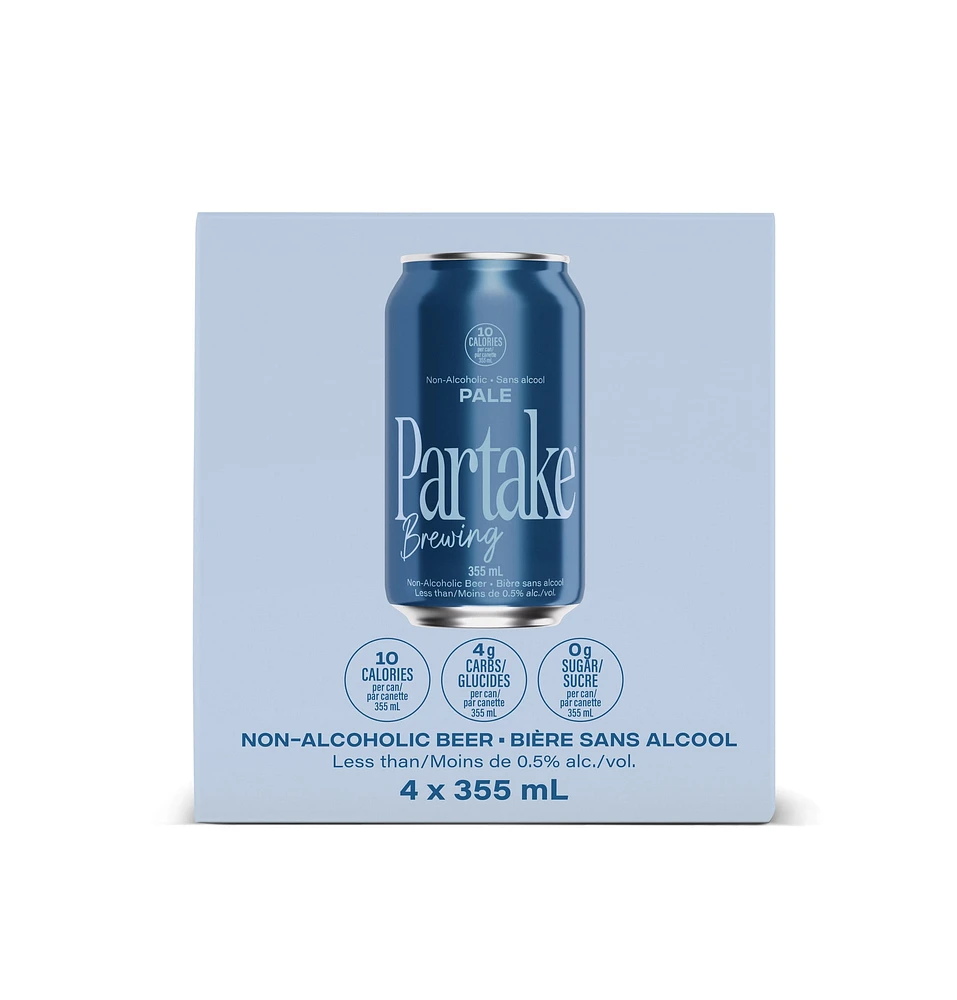 Partake - Pale, 4 x 355 mL Cans, Craft Non-Alcoholic Beer