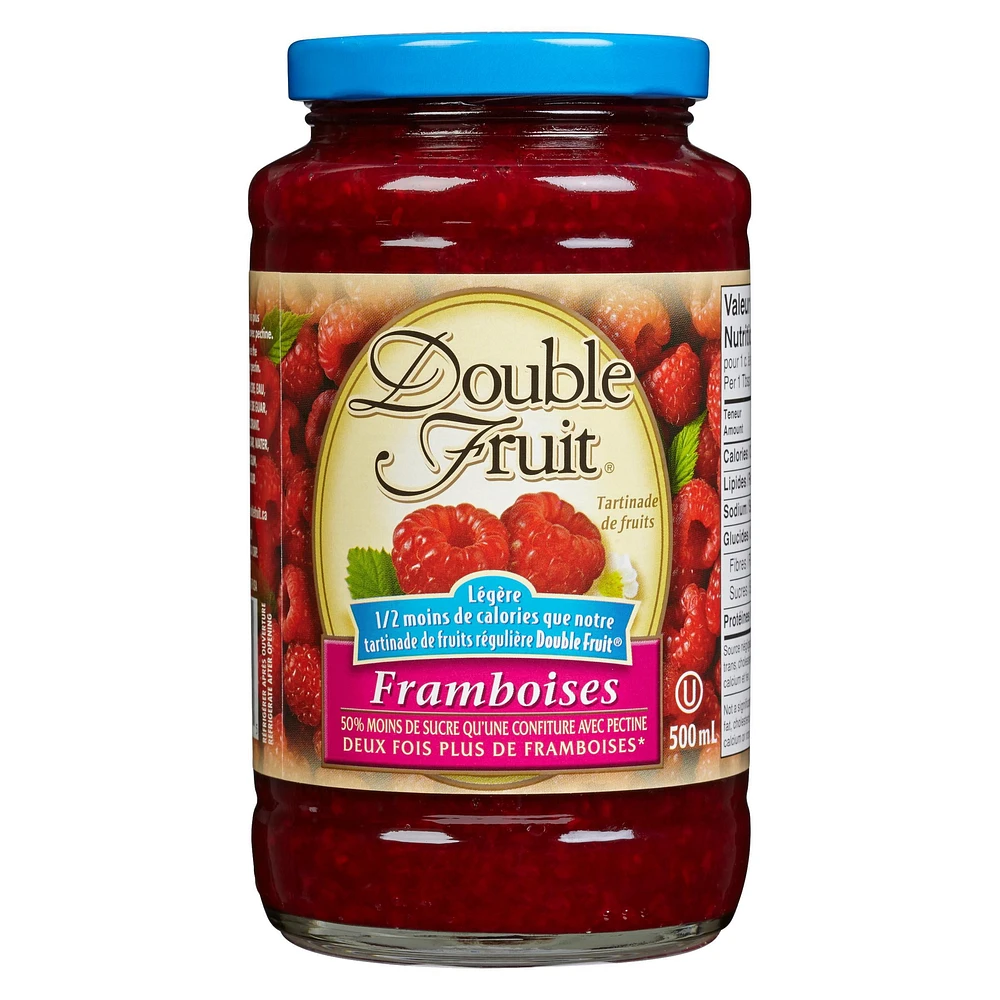 Double Fruit Light Raspberry Fruit Spread 500mL, 500 mL