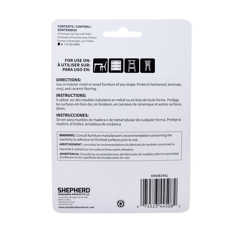 Super Sliders avec gorilla glue bouts de pattes en feutre transparent 8pc Embouts de jambes avec feutre