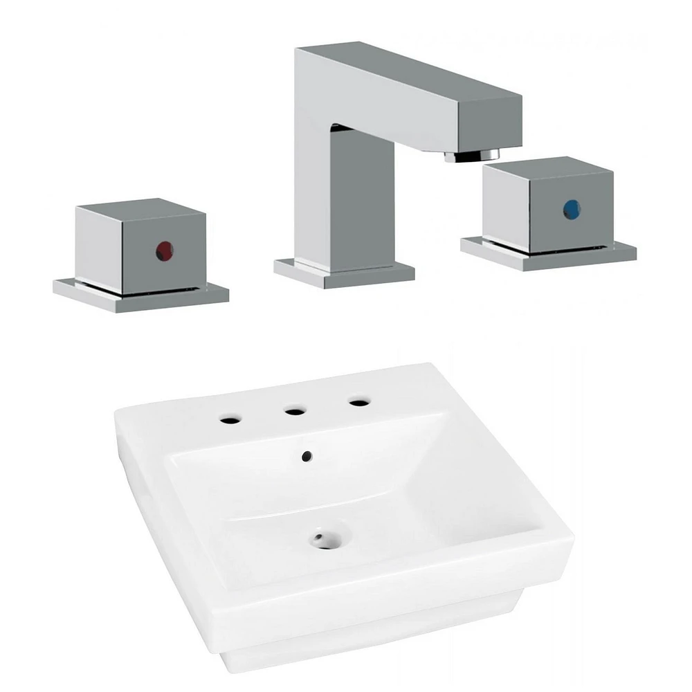 American Imaginations 20.5-in. W Above Counter White Bathroom Vessel Sink Set For 3H8-in. Center Faucet AI-22422