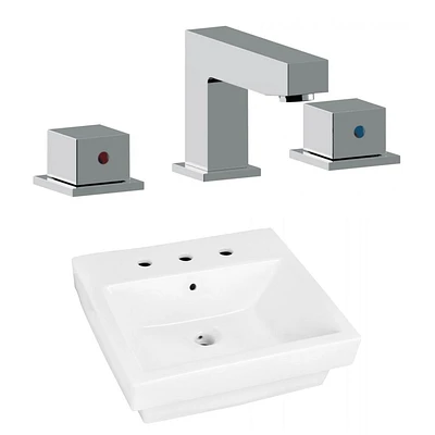 American Imaginations 20.5-in. W Above Counter White Bathroom Vessel Sink Set For 3H8-in. Center Faucet AI-22422