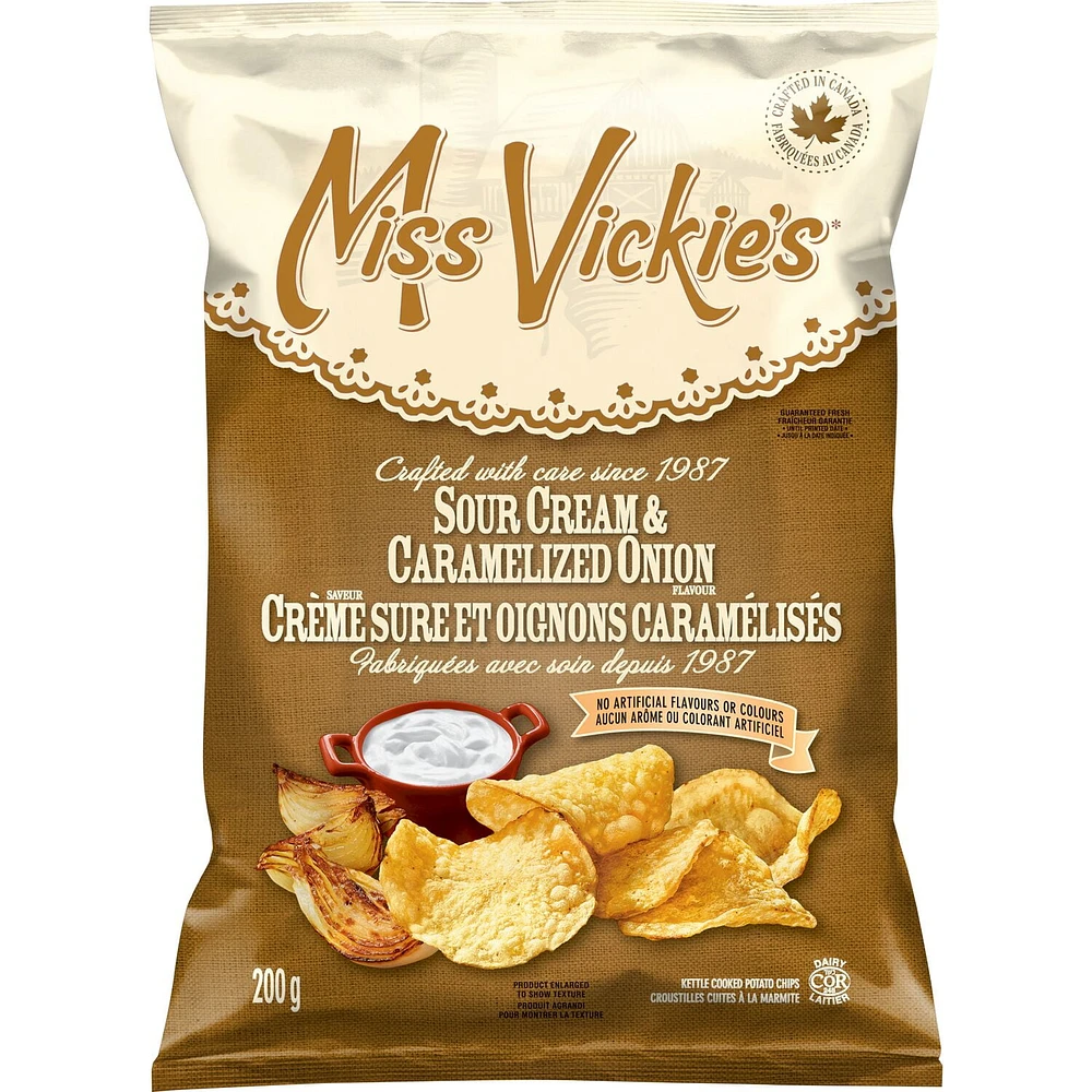 Miss Vickie's Sour Cream & Caramelized Onion flavour kettle cooked potato chips