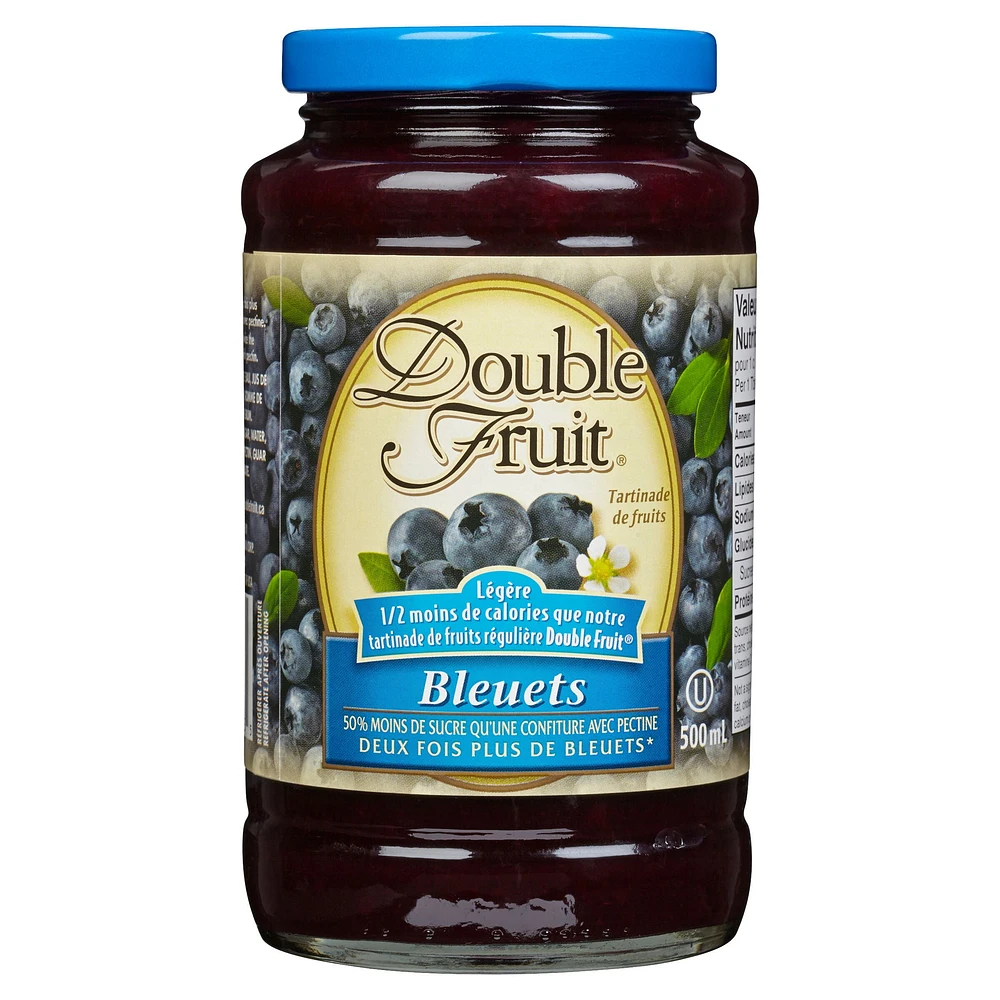 Double Fruit Light Blueberry Fruit Spread 500mL, 500 mL