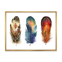 Designart Colourful Boho Feather Set IX FLOAT FRAME WALL ART