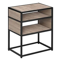 Monarch Specialties  Table D'appoint, Coté, Bout, Table De Nuit, Lampe, Salon, Chambre À Coucher, Stratifié Brun, Métal Noir, Contemporain, Moderne