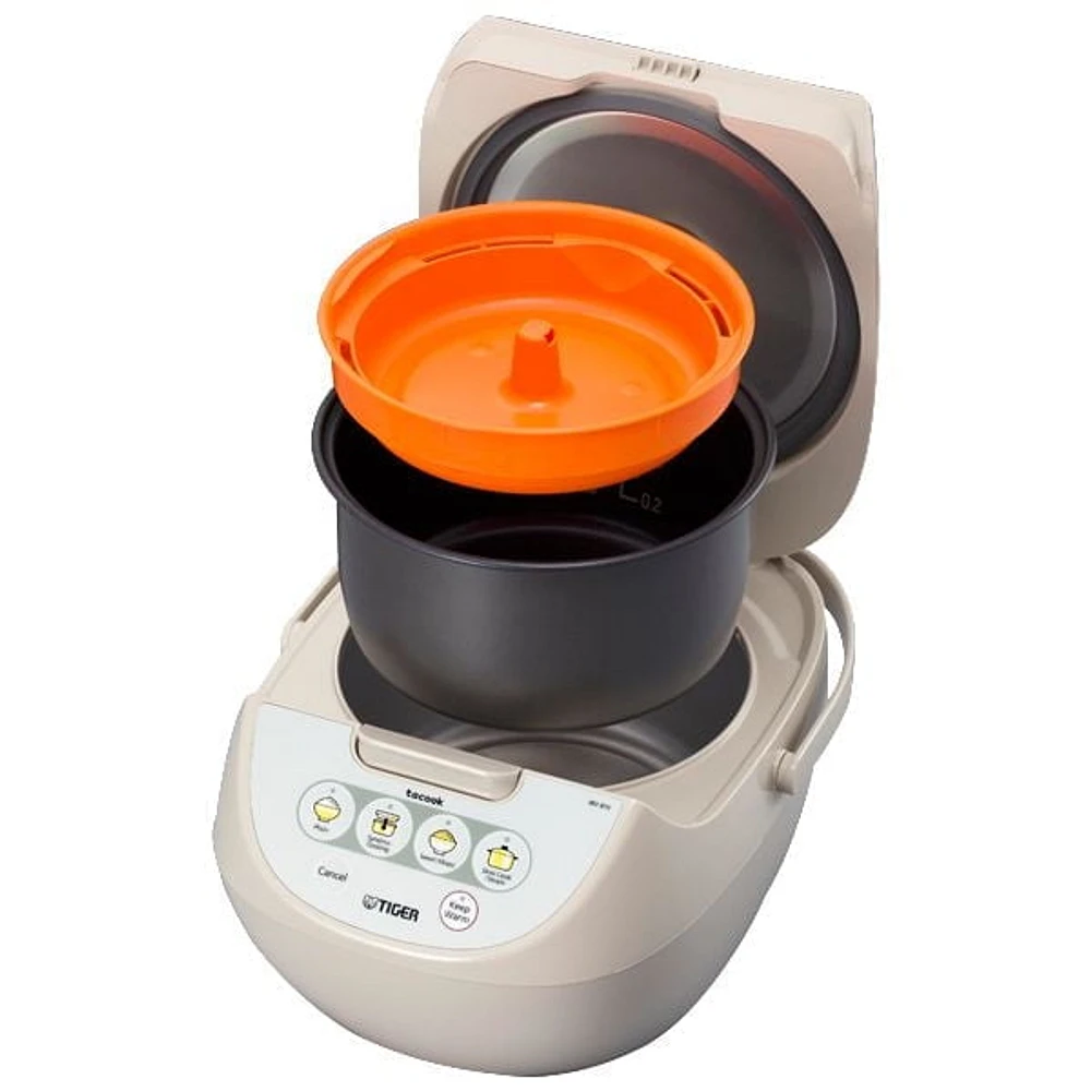 Cuiseur à riz Micom 10 tasses Tiger JBV-A 10 Cup avec vapeur alimentaire et mijoteuse, blanc