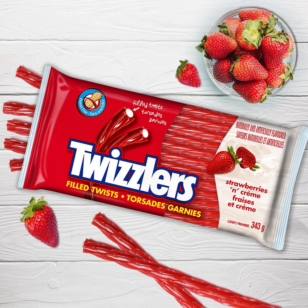 TWIZZLERS Filled Twists Strawberries and Crème Candy