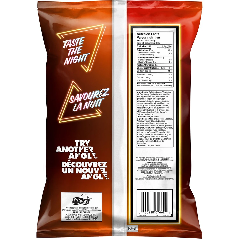 Doritos Nuit blanche chips tortilla aromatisées Cheeseburger sur le gril. 210 g.