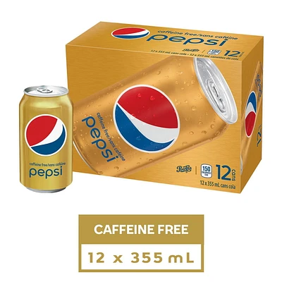 Boisson gazeuse Pepsi Sans caféine, 355 mL, 12 canettes 12x355mL