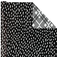 Hallmark All Occasion Reversible Wrapping Paper Bundle - Black and White Flowers and Dots (3-Pack: 75 sq. ft. ttl.)