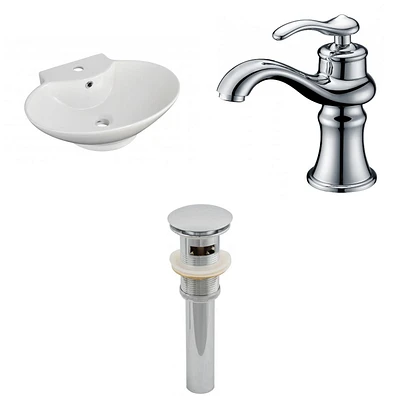 American Imaginations -in. W Above Counter White Bathroom Vessel Sink Set For 1 Hole Center Faucet AI