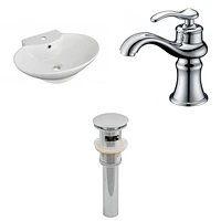 American Imaginations -in. W Above Counter White Bathroom Vessel Sink Set For 1 Hole Center Faucet AI