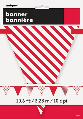 Bannière de drapeaux rouges à pois et à rayures, 12 pieds