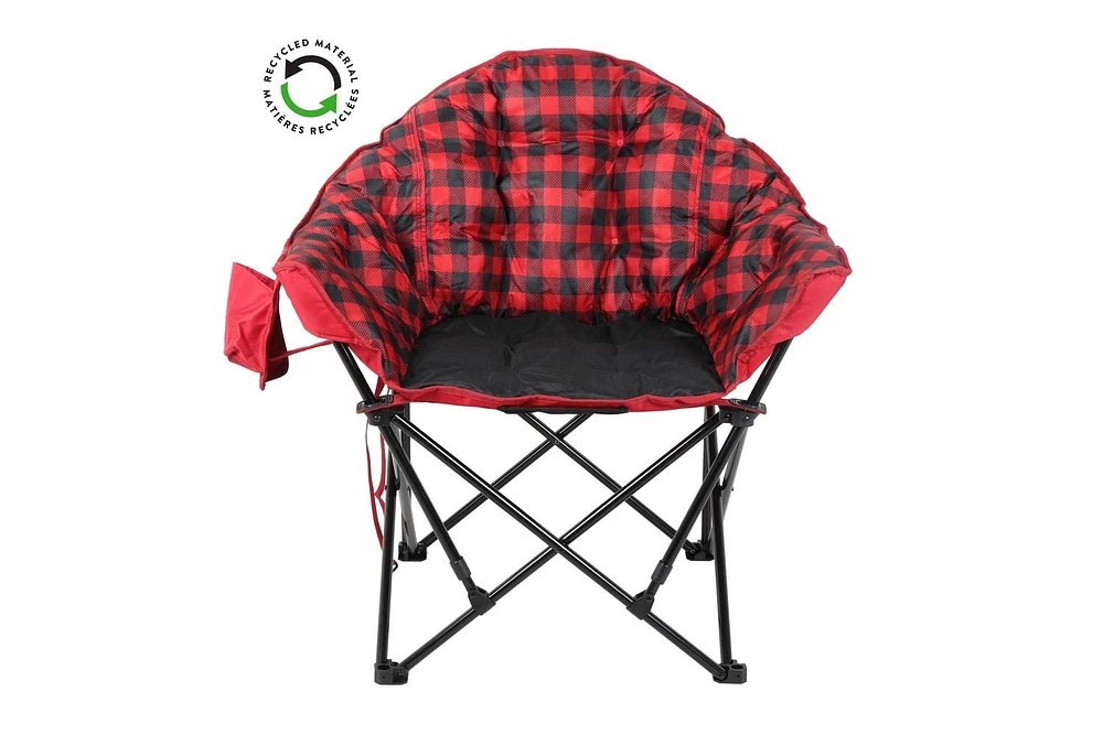 Ozark Trail Padded Club Chair, Lounger, Red Black, Adults, Polyester, padded camp lounger