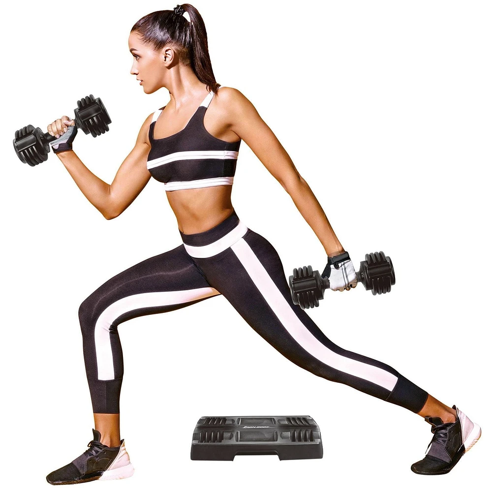 IBF Iron Body Fitness Jeu d'haltères ajustables - 25 lb. (11,34 kg) - 2 x 12,5 lb (5,67 kg) - S'ajuste facilement par incréments de 2,5 lb (1,3 kg) à partir de 2,5 lb. (1,3 kg) à 12,5 lb (5,67 kg) cha