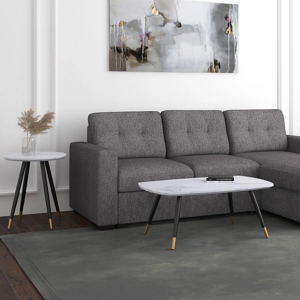 Table de salon rectangulaire contemporaine avec fini en similimarbre