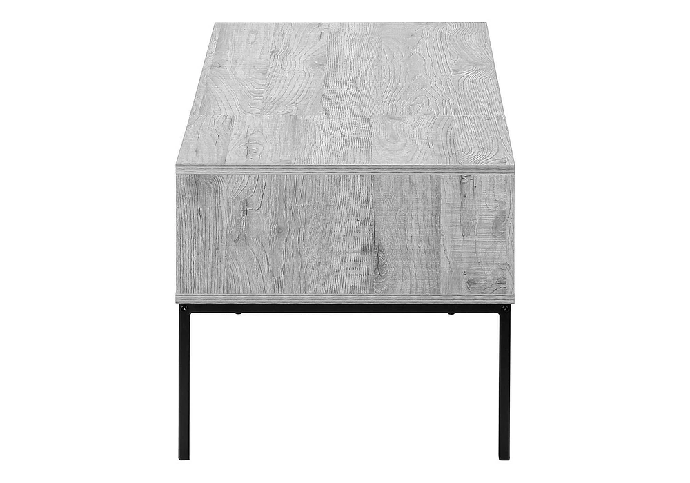 Monarch Specialties  Table Basse, 42" L, Rectangulaire, Cocktail, Toit Relevable, Gris, Métal Noir, Contemporain, Moderne