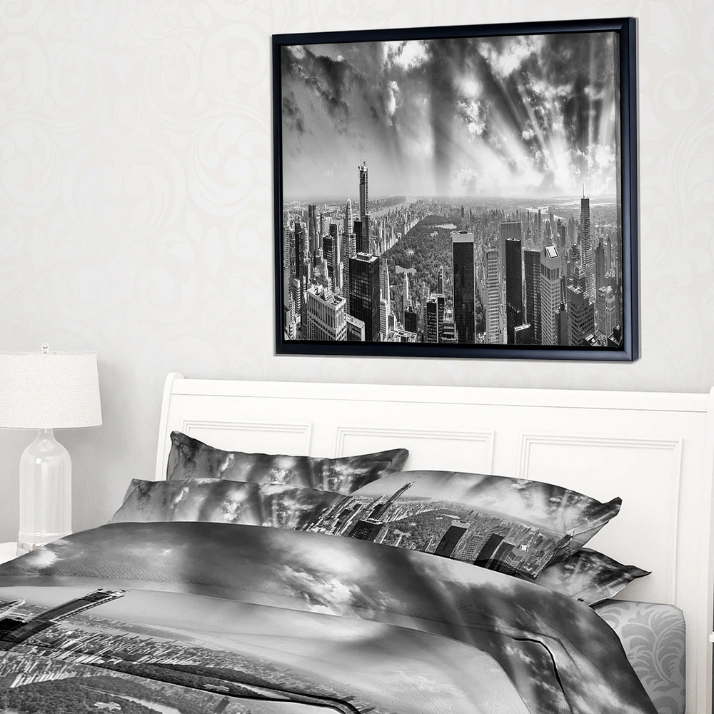 Design Art Central Park And Surrounding Buildings Framed Canvas Art Print