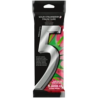 5 GUM, Strawberry-Flood Flavoured Sugar Free Chewing Gum, 15 Sticks, 3 Packs, 3 Packs, 15 Sticks