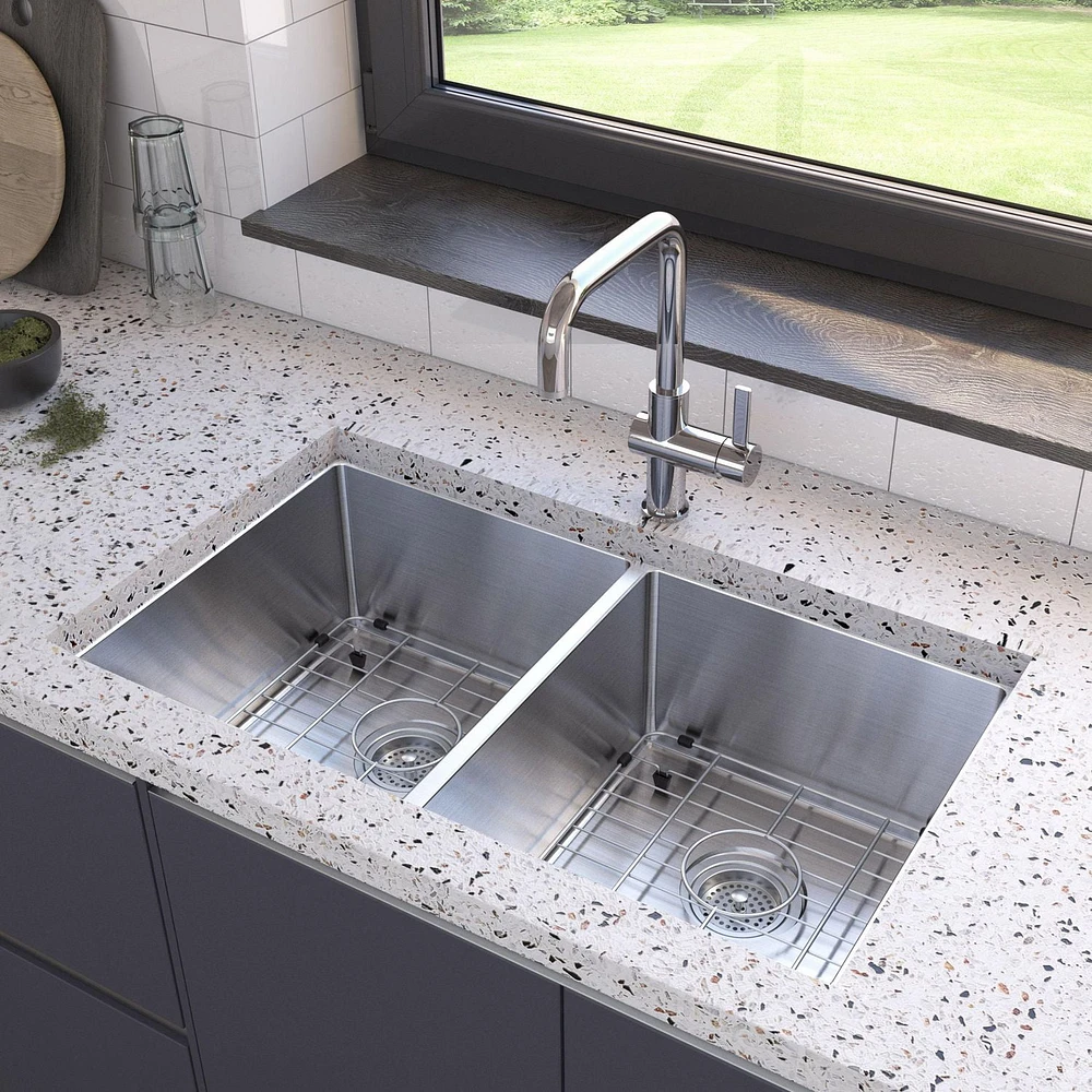 Artika Sierra évier à cuve double en acier inoxydable de calibre 20