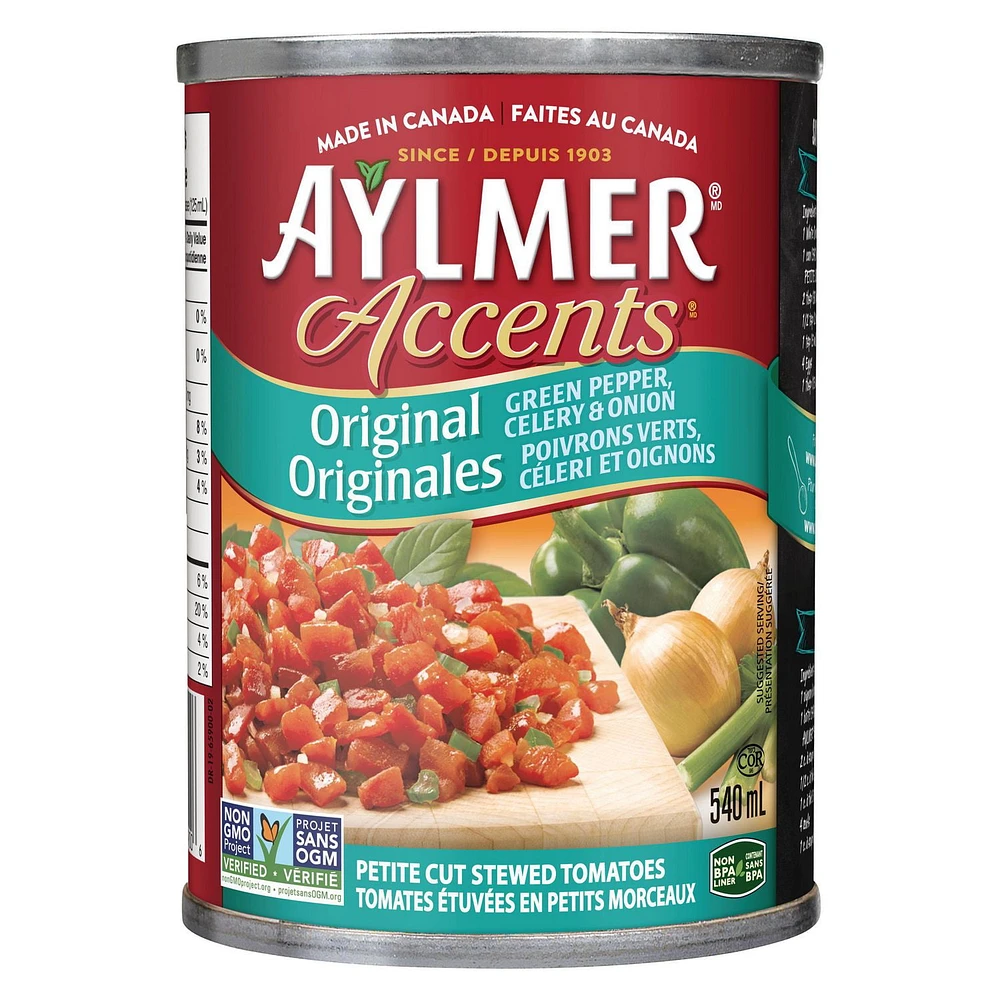 Aylmer Accents Original Green Pepper, Celery and Onion Petite Cut Stewed Tomatoes