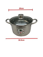 Sunwealth 5-ply bottom 5.12 quart heavy duty stainless steel soup pot with glass lid.