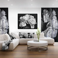 Designart Bouquet de roses noir et blanc ART MURAL À CADRE FLOTTÉ