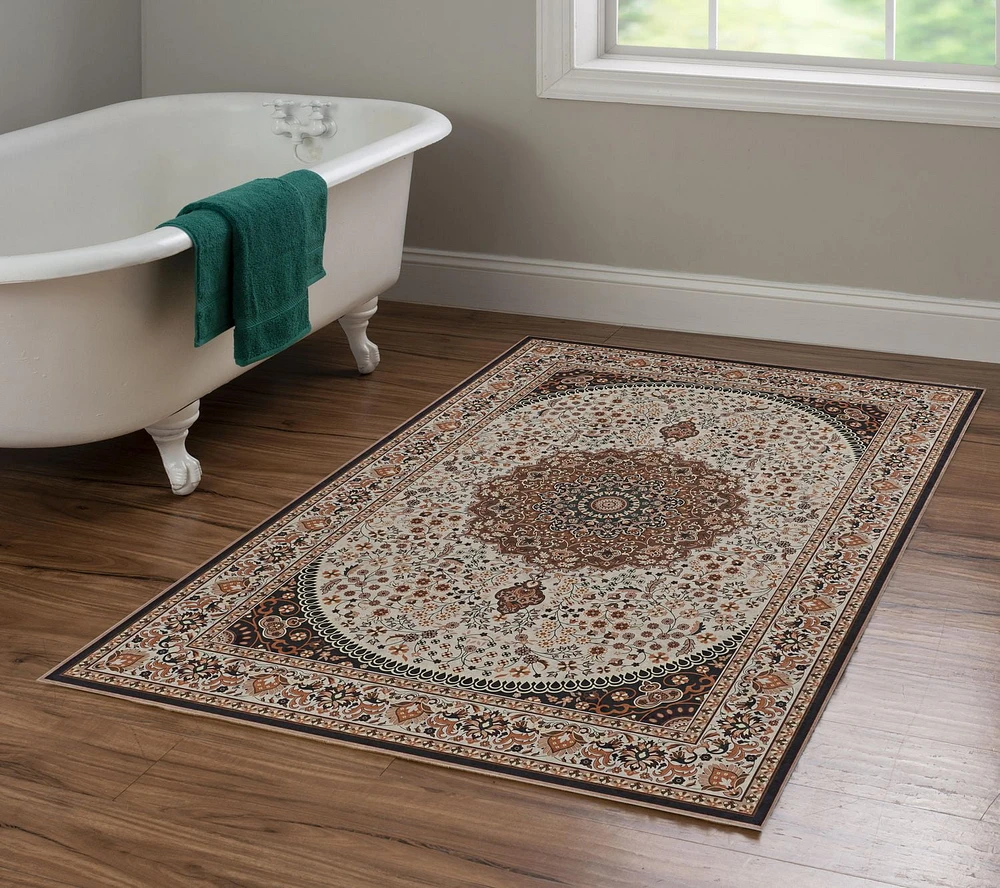 Tapis d'appoint Emerald Aerin noir & ivoire de 3 pi 3 po x 5 pi