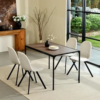 Homy Casa Ensemble de salle à manger 5 pièces, 1 table avec 4 chaises ergonomiques pivotantes rembourrées, plateau recouvert de PVC pour salle à manger et zone de réception, peu encombrant, naturel/ex