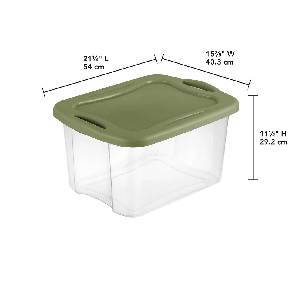 Sterilite 38 L EZ Carry Clear/Sage Legume, 38L