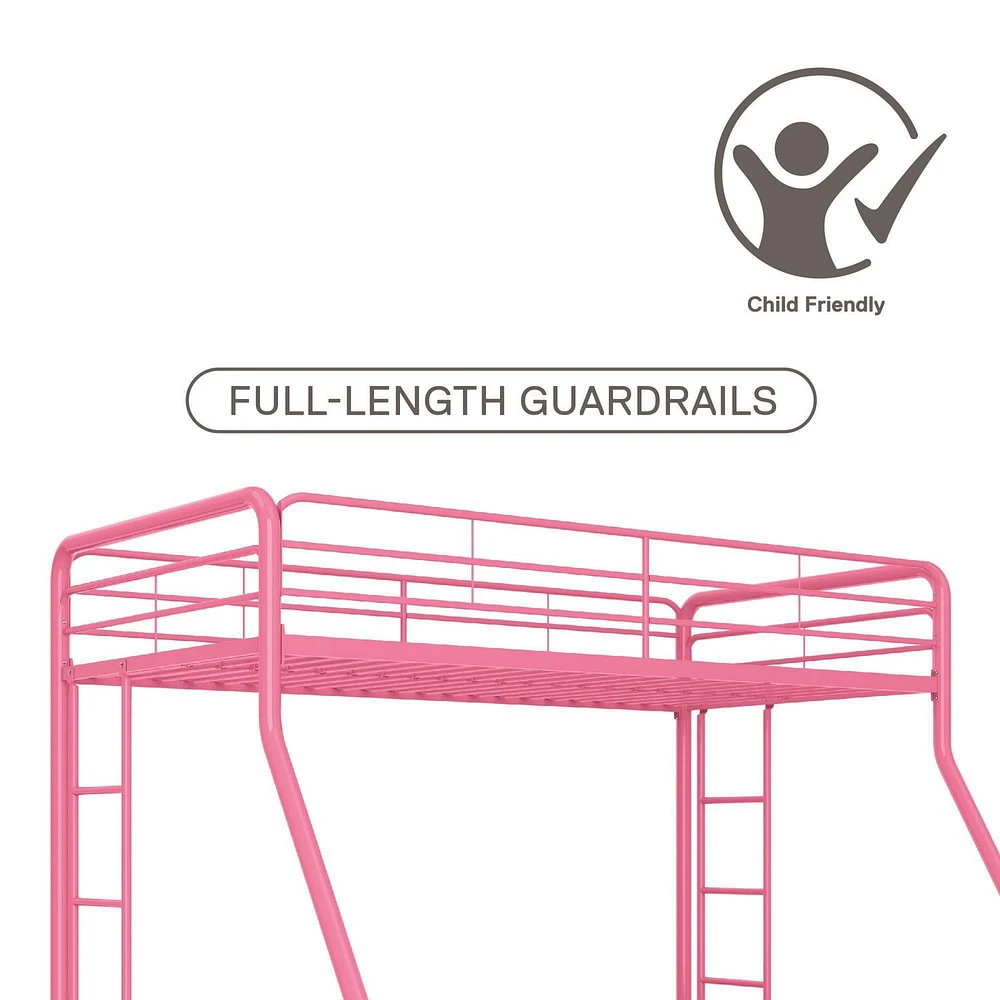 DHP Dusty Metal Bunk Bed, Pink