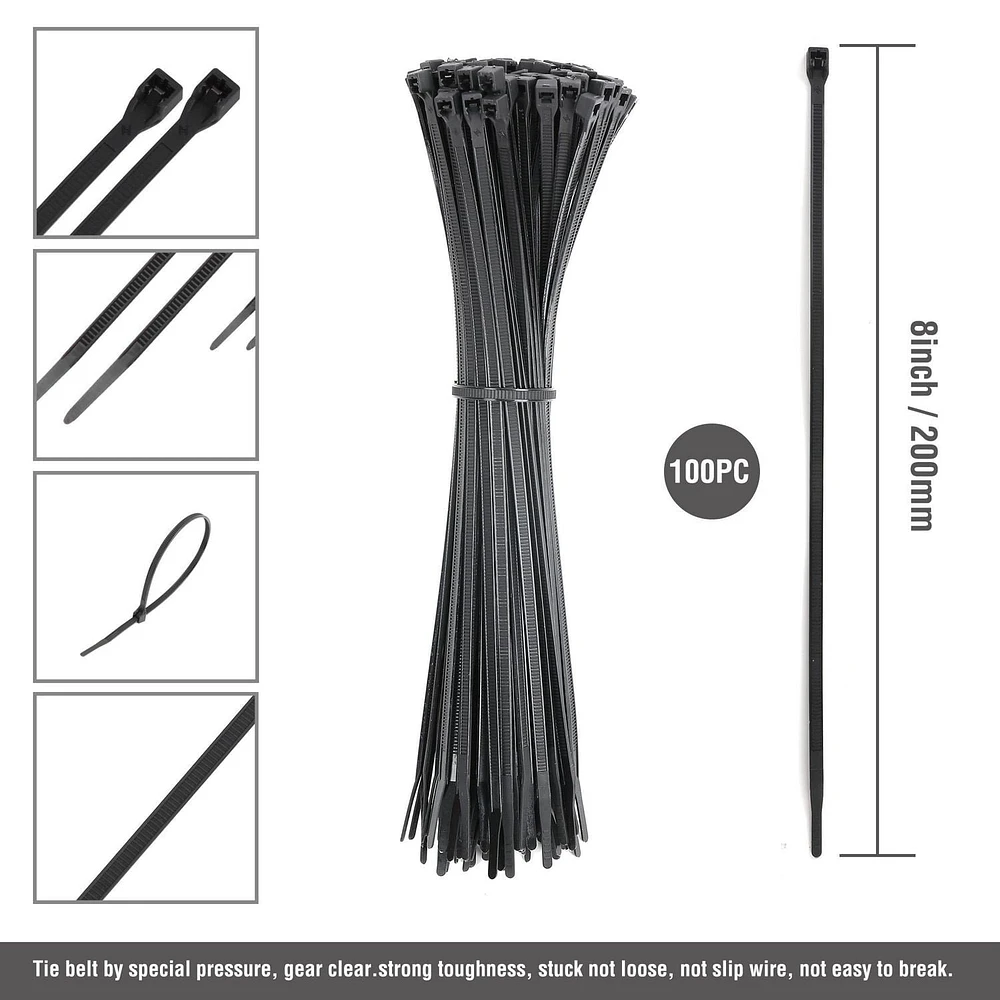 WorkPro 4 inch 18lb Cable Ties Black 100 Piece, for Plumping, Electric, Home and DIY Use, Nylon<br>Easy and economical