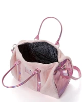 Justice Duffel Solid Faux Fur, Removable and adjustable shoulder strap.