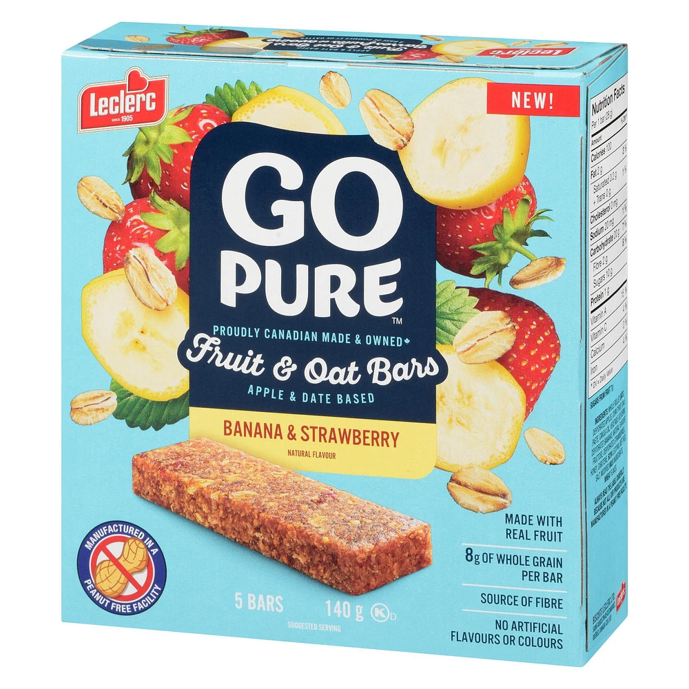 Go Pure Banana & Strawberry Fruit & Oat Bars, 5 Bars / 140g