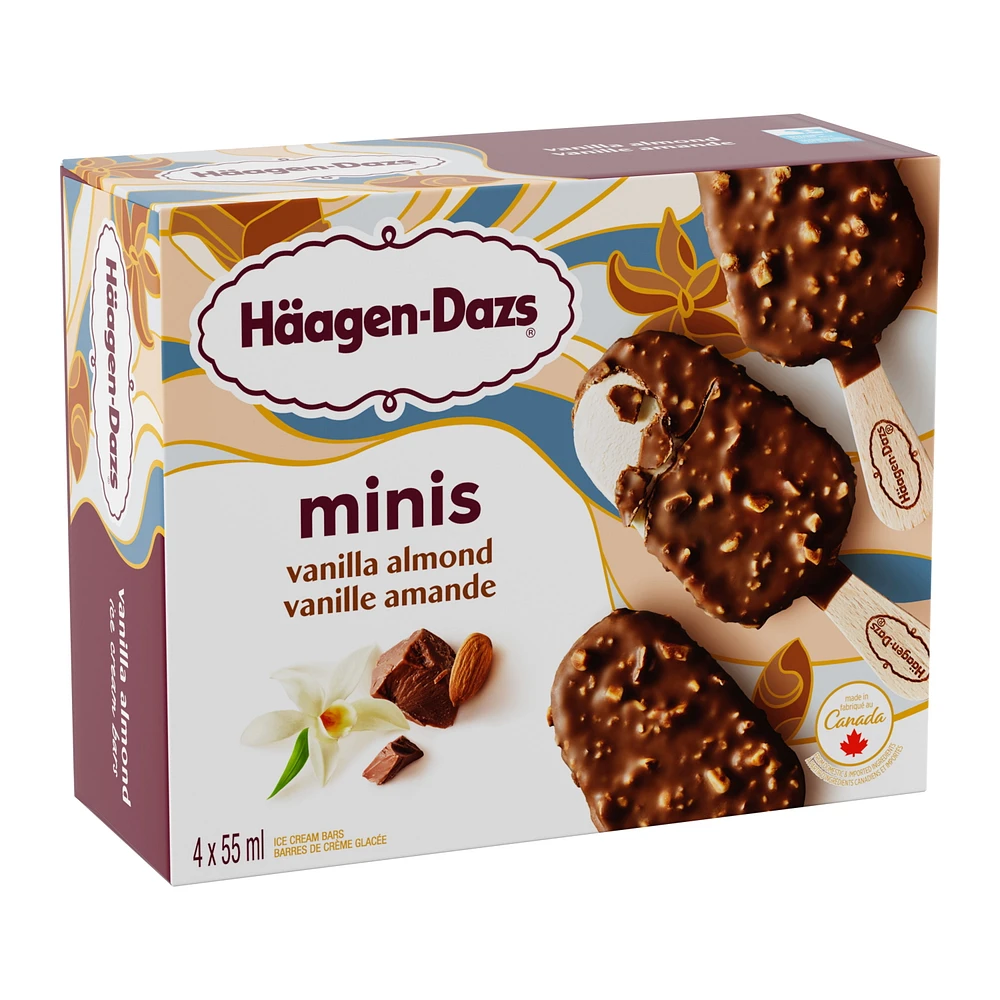 Barres de crème glacée HÄAGEN-DAZS® Miniatures Vanille amande 4 x 55 ml 4x55 ml