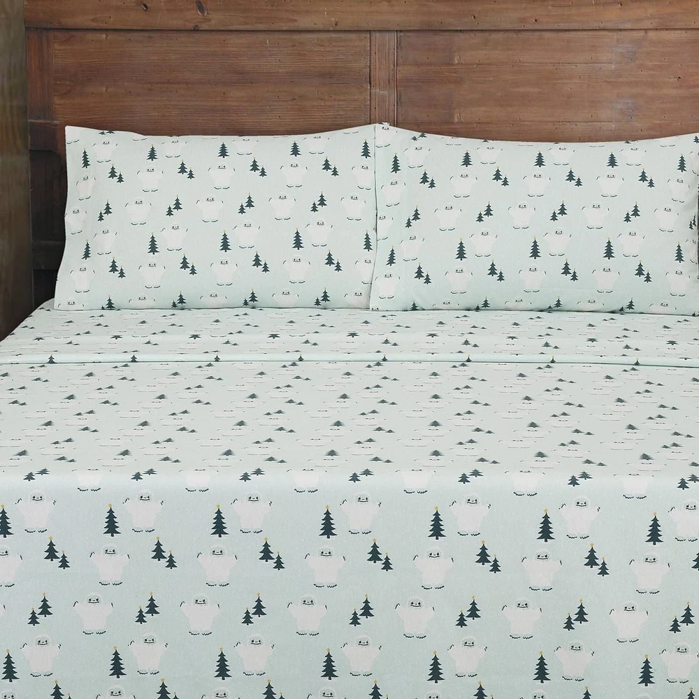 Ensemble de draps en flanelle des Fêtes botanique