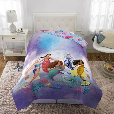 Couette réversible pour lit 1 place/2 places Disney's Little Mermaid "Aquatic Outlines
