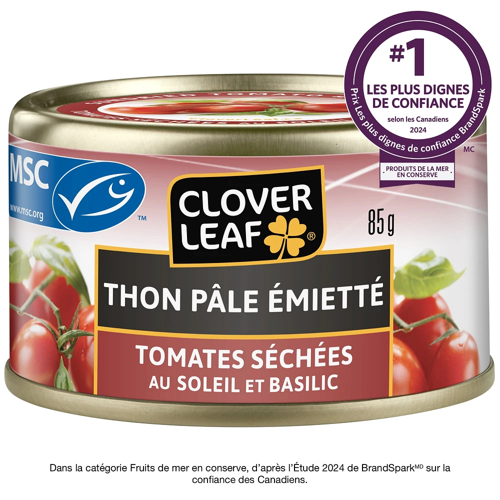 Thon pâle émietté CLOVER LEAF® - tomates séchées au soleil et basilic 85g
